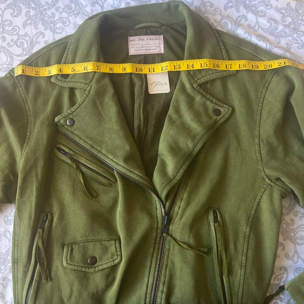 Free People We The Free Rebel Knit Moto Jacket In Olive Sparrow Size S - Picture 10 of 11